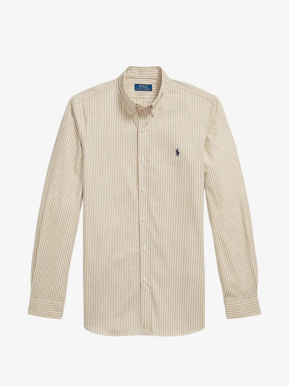Приталенная эластичная рубашка из поплина в полоску POLO RALPH LAUREN, бежевый