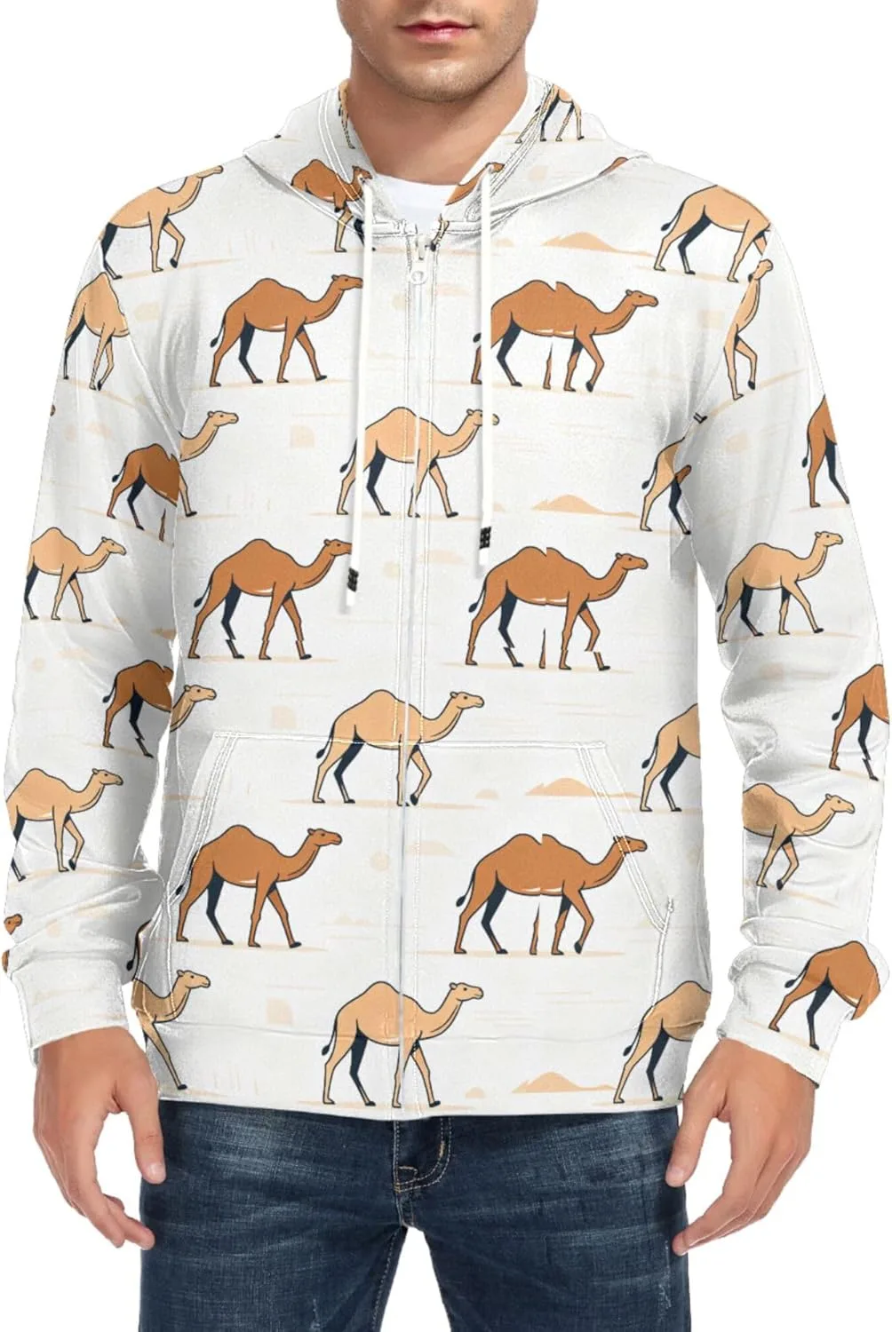 

Мужская толстовка с капюшоном на молнии Camel с карманом CUPADA