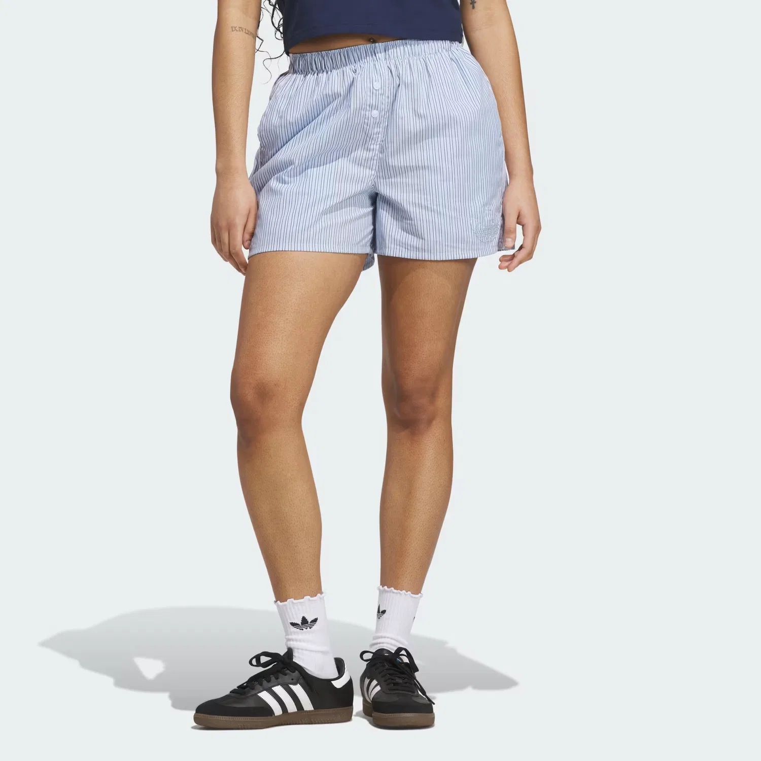 Женские шорты-боксеры в полоску Striped Boxer Shorts Adidas Originals, небесно-голубой
