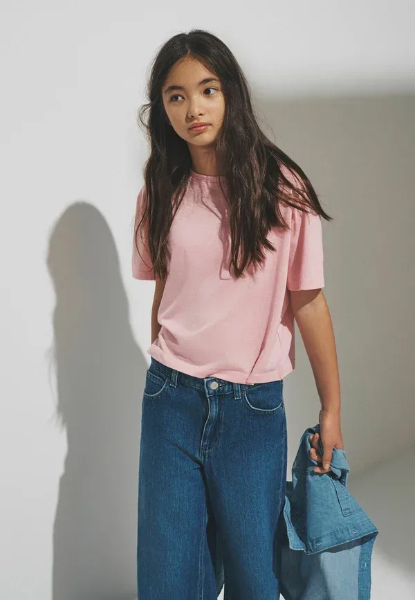 Футболка полиэстер, хлопок Regular fit - 4 pack cropped short sleeve - print t-shirt The Set, Pink, Grey, White, белый/синий/розовый/серый