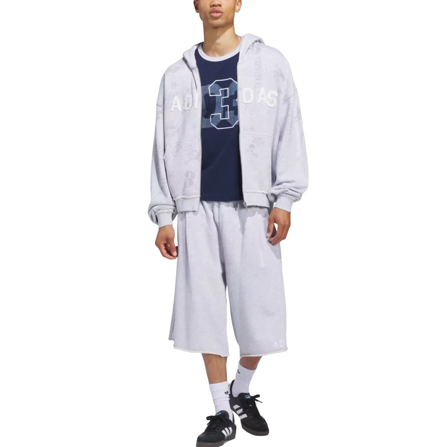 Мужская худи с полной застежкой-молнией AOA Full Zip Hoodie Adidas, серый — фото 4
