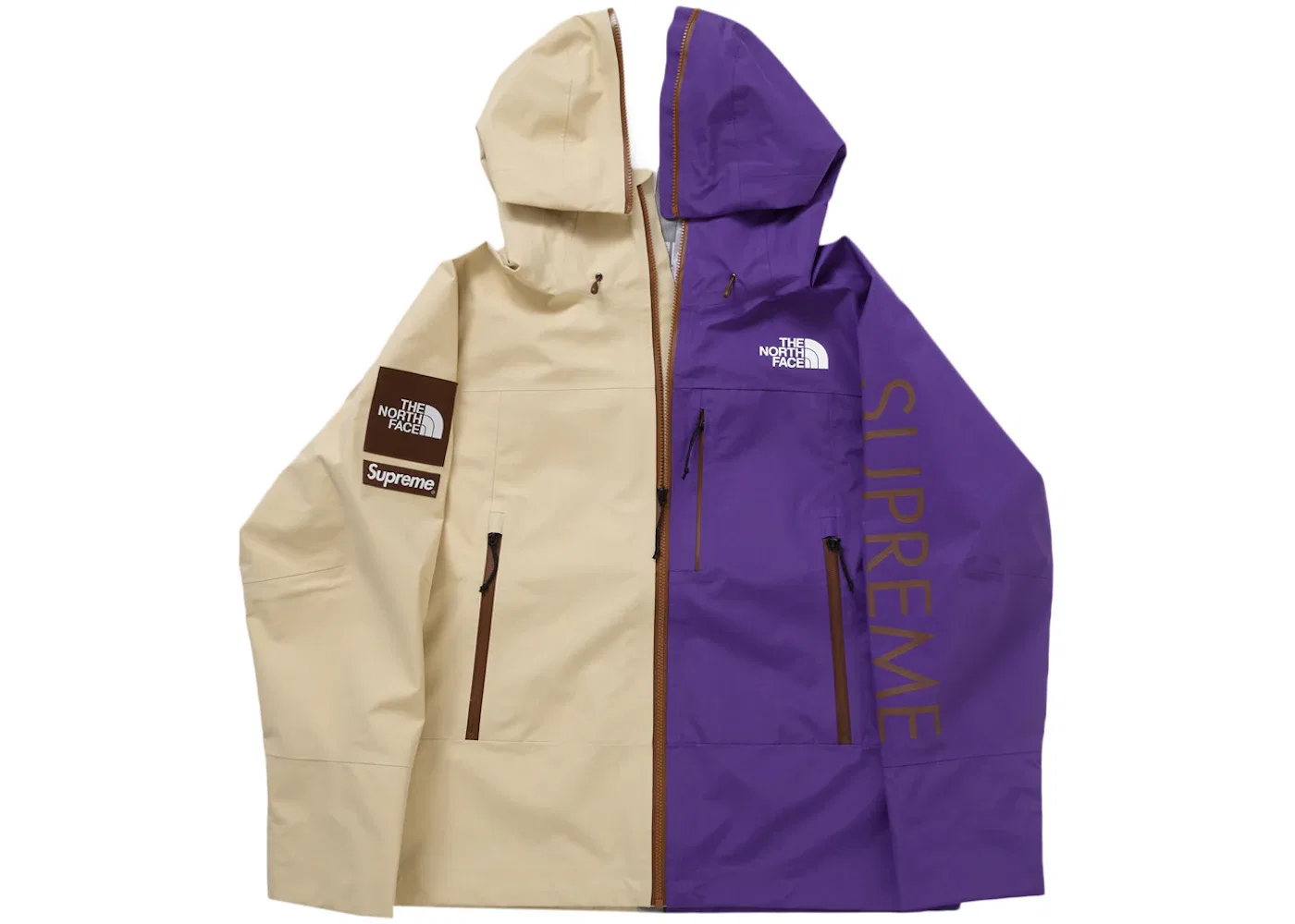 Мужская куртка с проклеенными швами Supreme The North Face Split Taped Seam Shell, Tan — фото 2