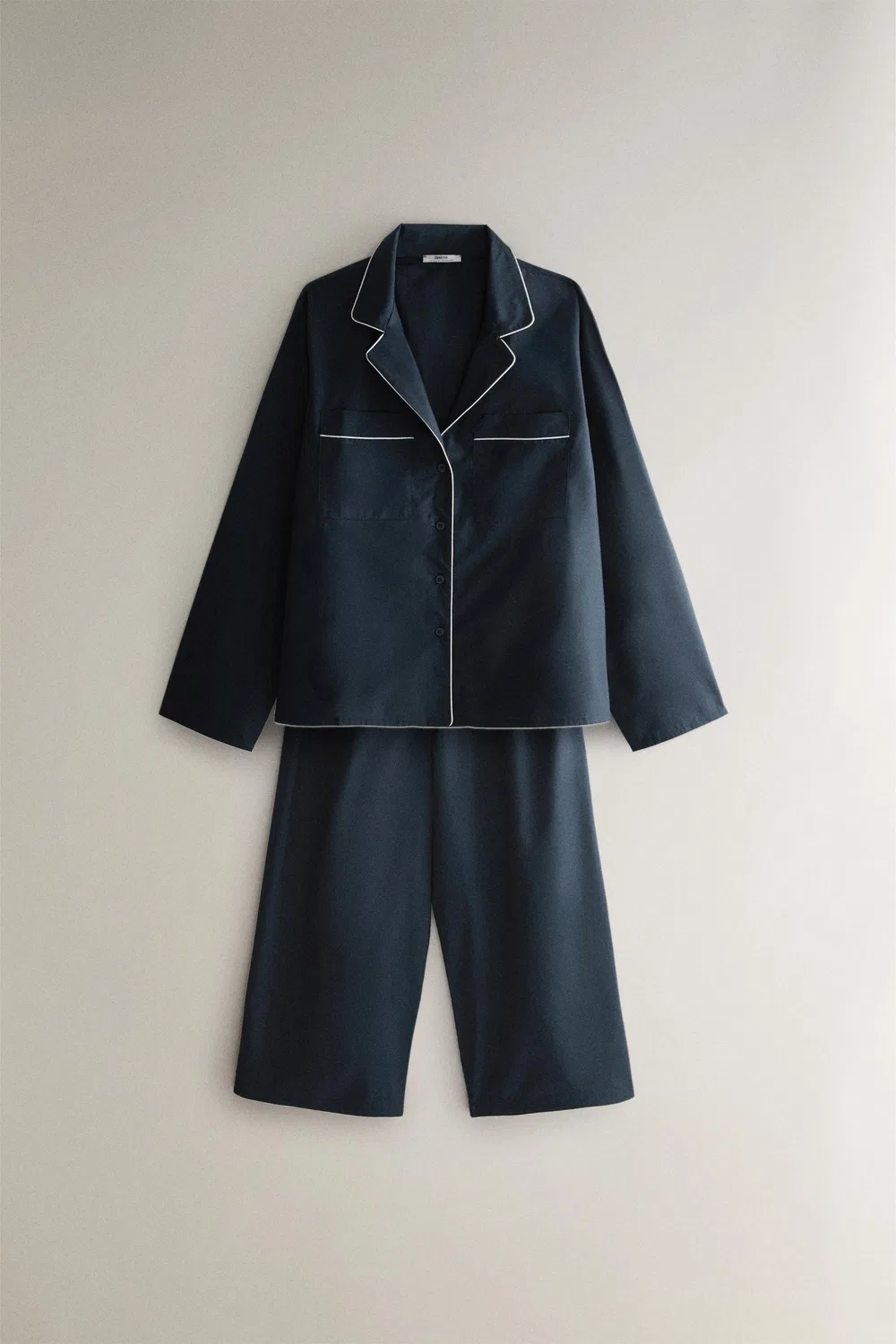 Хлопковая рубашка с кантом ZARA, Navy blue — фото 4