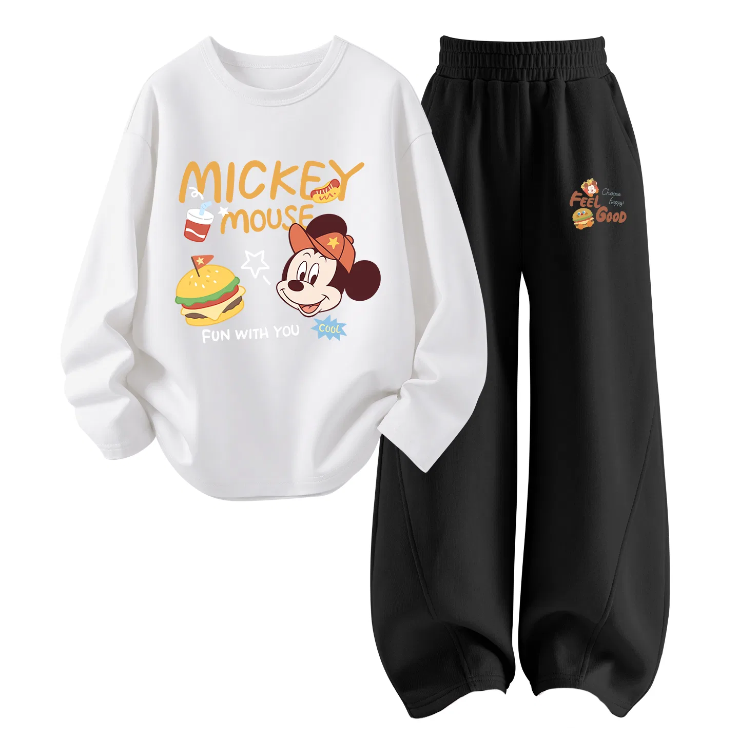 Детский спортивный комплект с принтом Di Hamburger White+Di Potato Friend K Black Disney