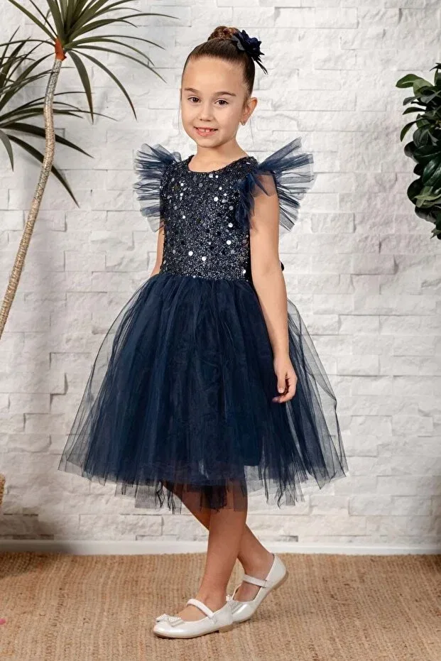 Детское платье для девочек из фатина Mnk Baby&Kids, Navy Blue — фото 3
