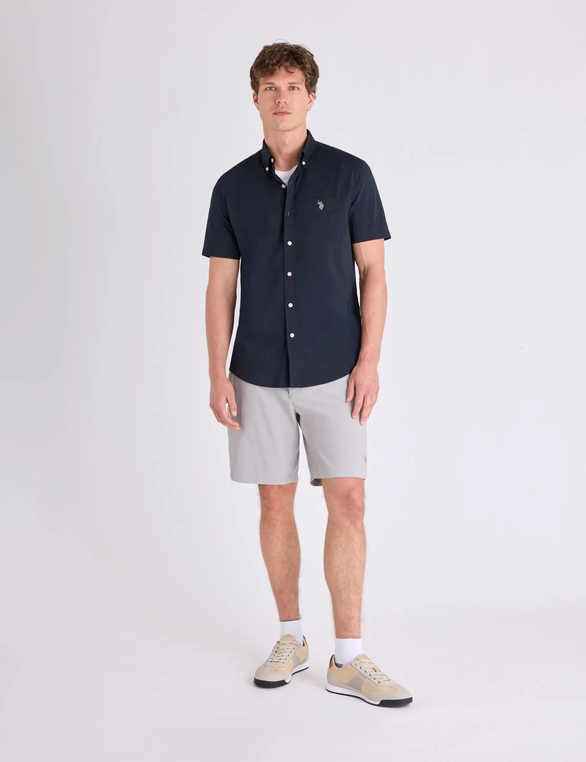 Мужская рубашка U.S. Polo Assn. Short Sleeve Stretch Poplin, черный — фото 3