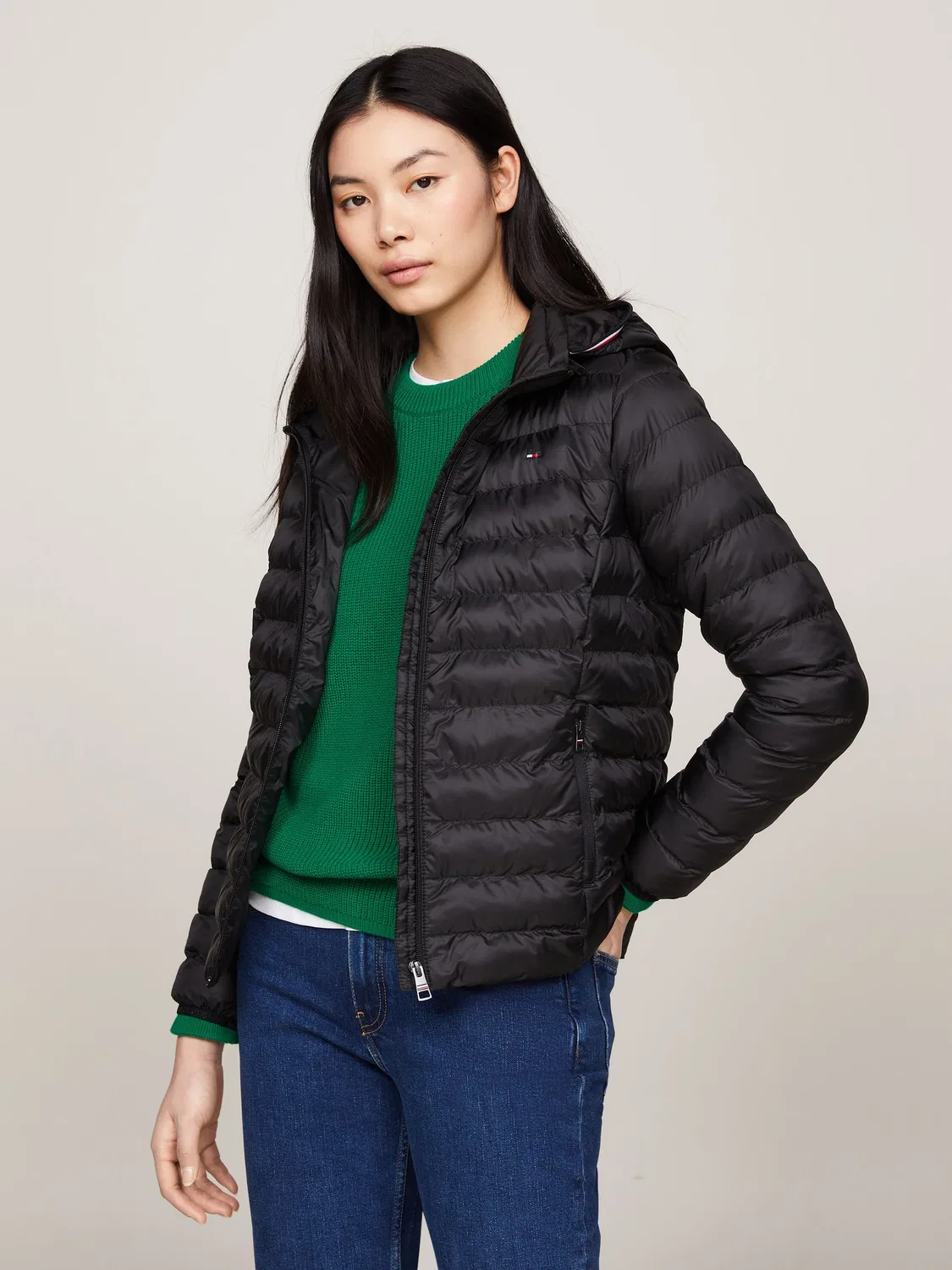 Куртка стеганая утепленная с капюшоном Tommy Hilfiger, Denim Black