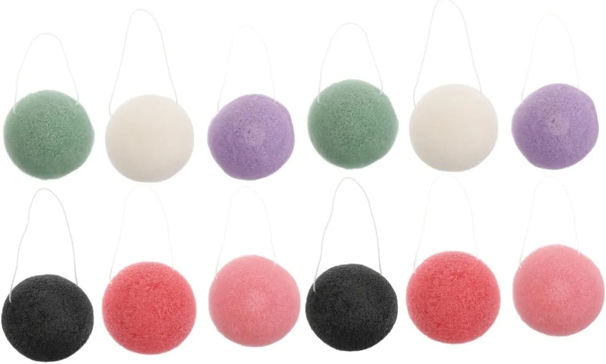 Спонжи для лица Pack of 12 Natural Facial Cleansing Sponges, DEARMAMY, 12 шт, 8x8x4 см, Assorted Colours