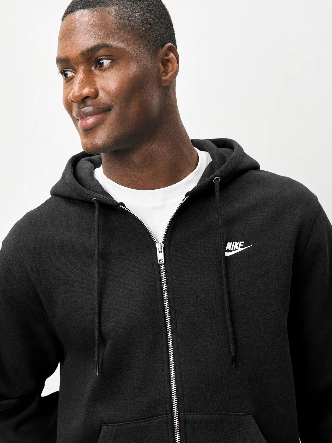 Черная толстовка с молнией во всю длину Nike Club — фото 4