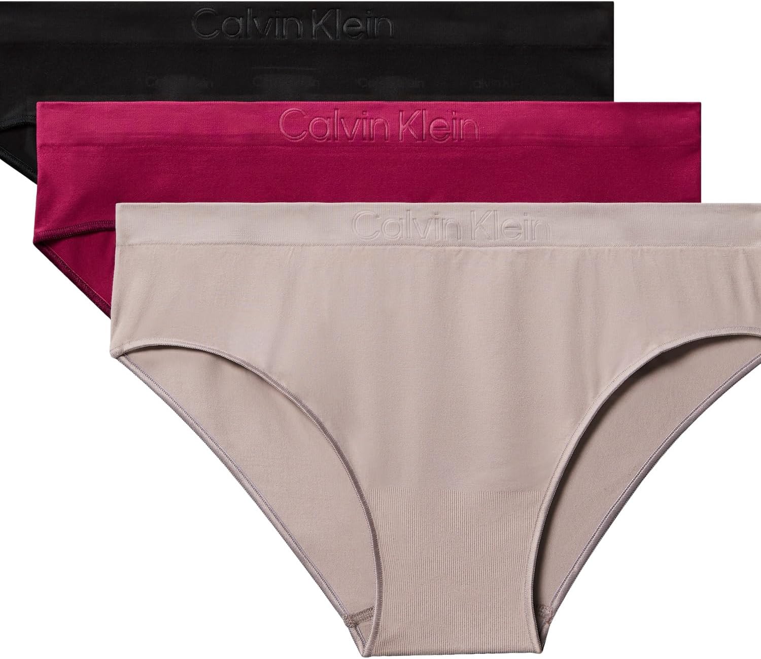 

Женский комплект из трех бесшовных купальников-бикини Calvin Klein Bonded Flex со средней посадкой, Black/Mink/Beet Red