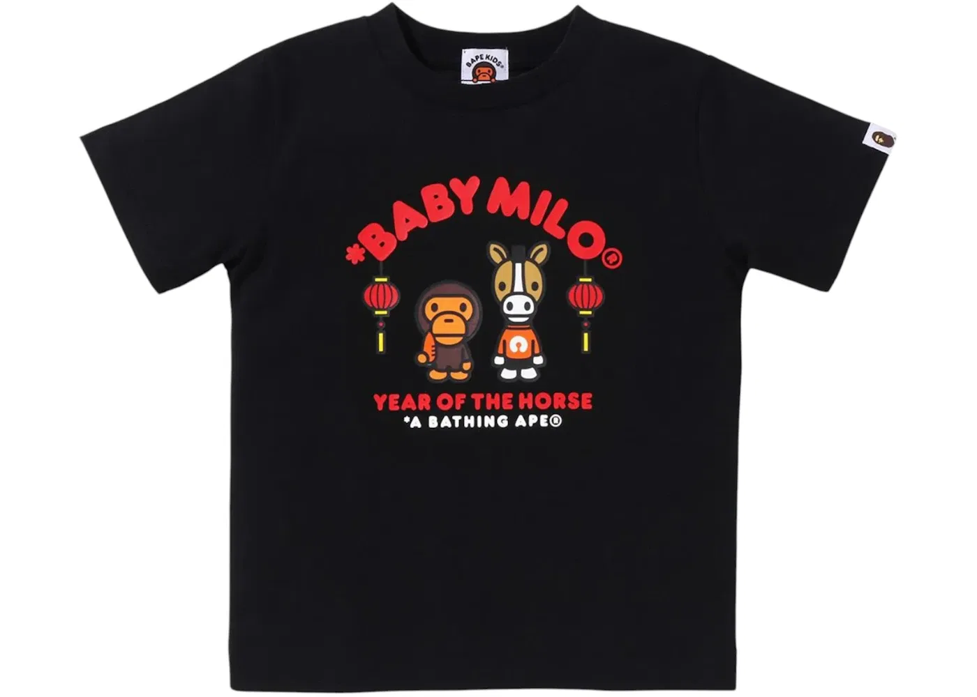 Детская футболка с принтом BAPE Year Of The Horse Baby Milo Tee, Black