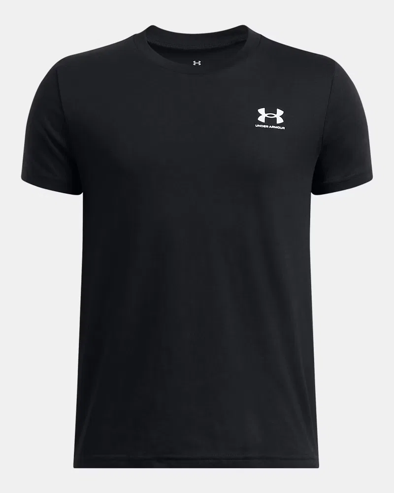 Футболка для мальчиков с коротким рукавом из хлопковой смеси UA Sportstyle UnderArmour, Black/White — фото 3