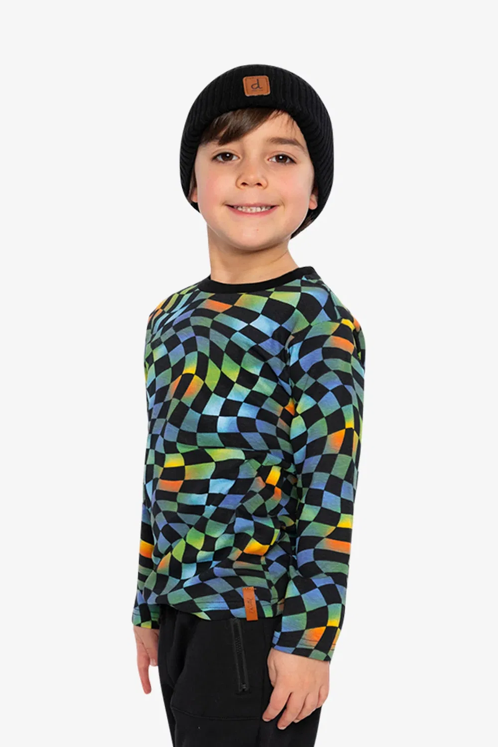 Детский лонгслив с длинным рукавом и принтом Blue Checkered Print Deux par Deux, Blue Checkered Print — фото 3