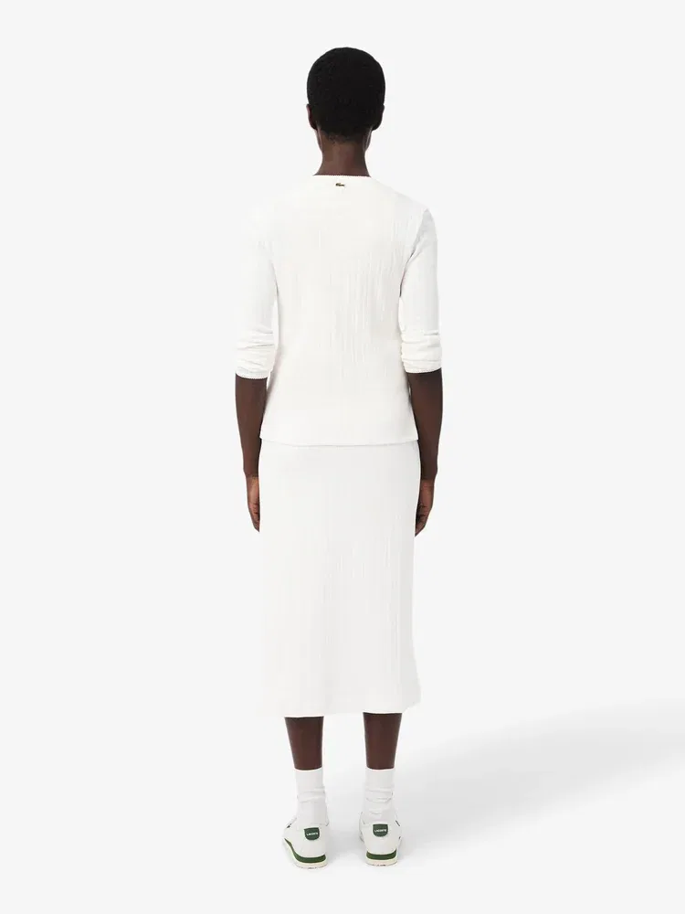 Юбка миди LACOSTE White, из хлопка, белого цвета — фото 3