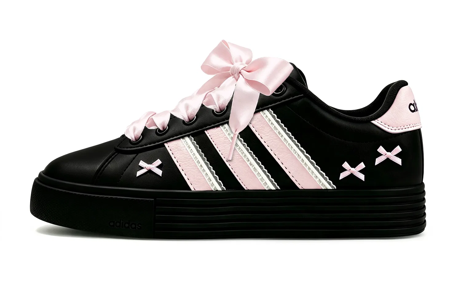 Детские кроссовки с принтом Daily 4.0 Adidas, Black Pink — фото 3