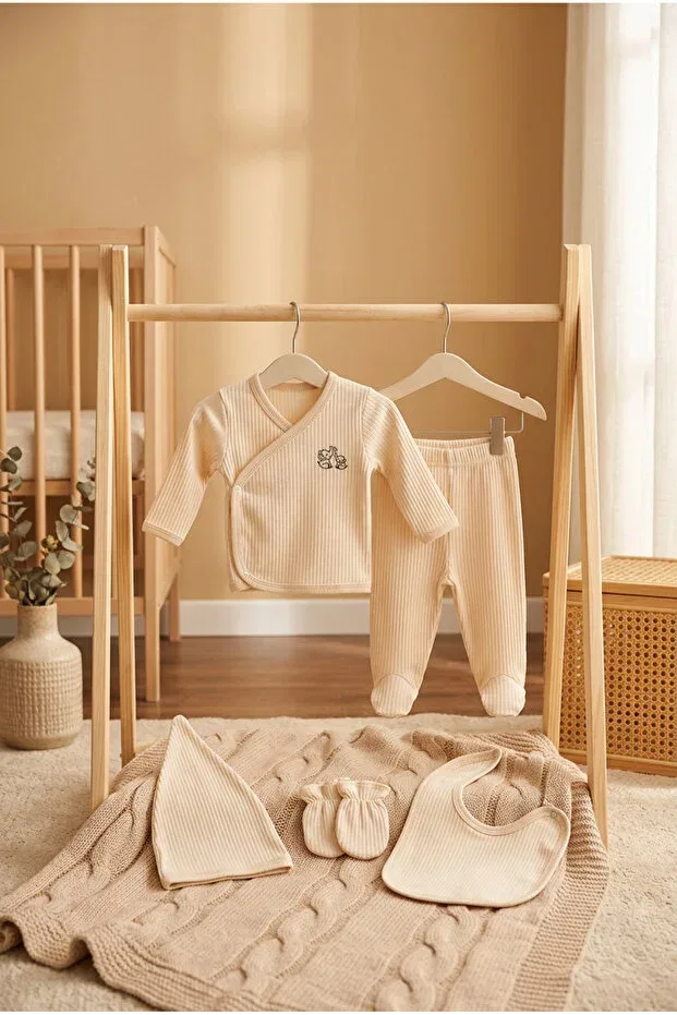 Детский комплект для выписки из роддома органический хлопок Bebeqon, Beige — фото 2