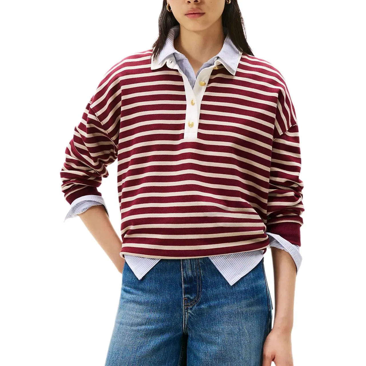 Женская толстовка с полосками Tommy Hilfiger, Navy Blue White Stripes — фото 3