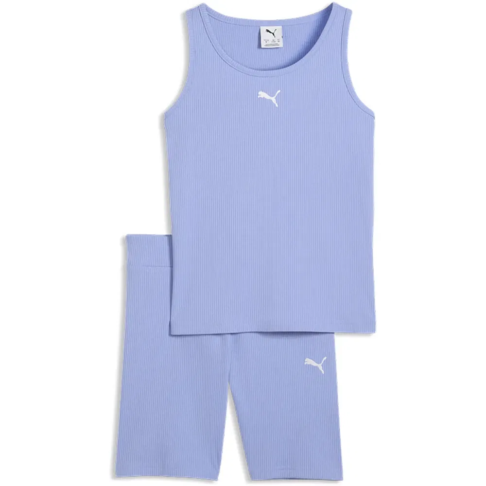 Детский комплект для девочек без рукавов Puma Ess Elevated Rib Tracksuit Puma, Purple