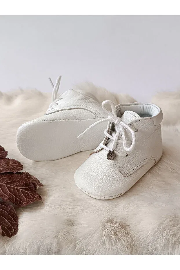 Детские ботиночки для новорожденных кожаные White Hodore, White — фото 3
