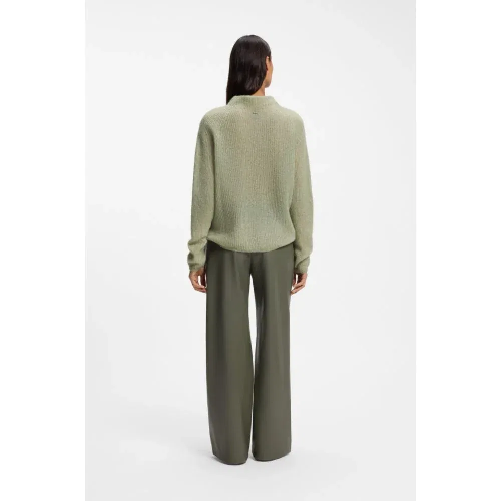 Женский свитер с высоким воротом из смеси альпаки и шерсти BOSS, Light Green — фото 4