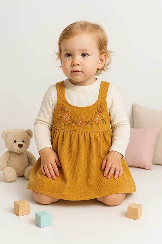 Детское платье для девочек хлопковое Tosyalı Burak Bebe, Hardal