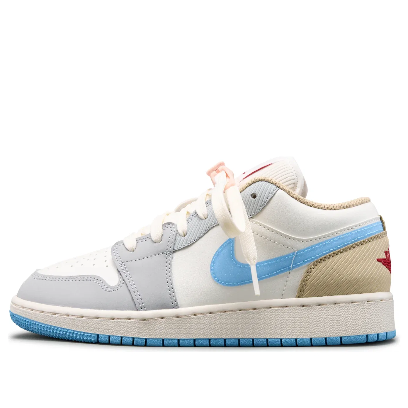 Детские кроссовки Air Jordan 1 Low 'Sail Football Blue C Jordan, Sail White/Soccer Blue/Chalk White/Light Smoky Gray/Linen White/Fitness Red