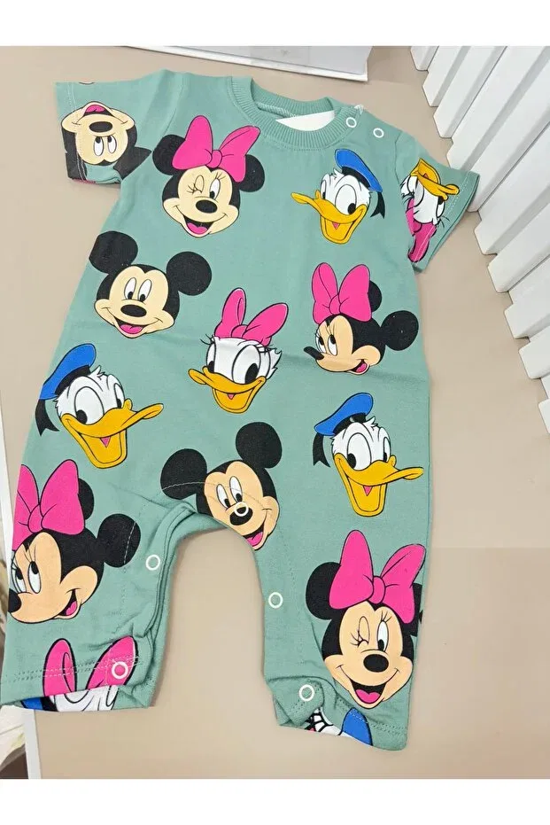 Детский комбинезон с принтом Mickey Mouse, Pink-Green — фото 2