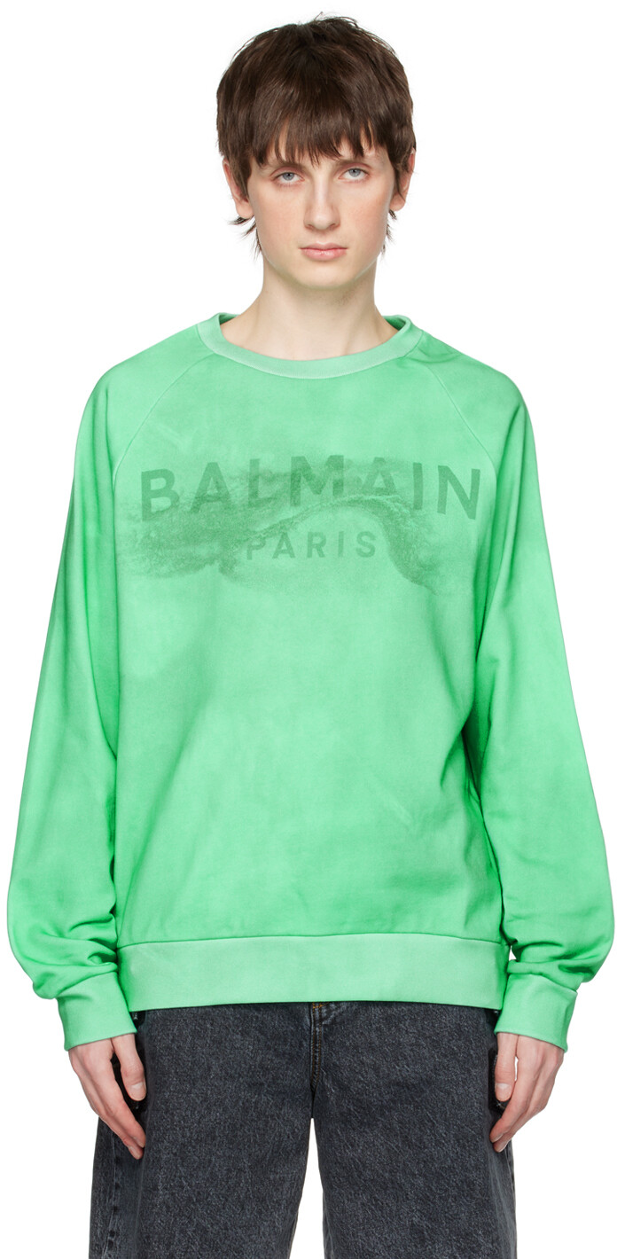 

Зеленая толстовка с принтом Balmain, Зеленый, Зеленая толстовка с принтом Balmain