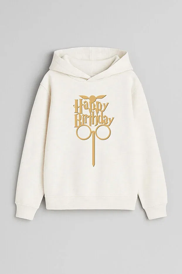 Детское худи с принтом Birthday Happy Birthday Moda, Черный