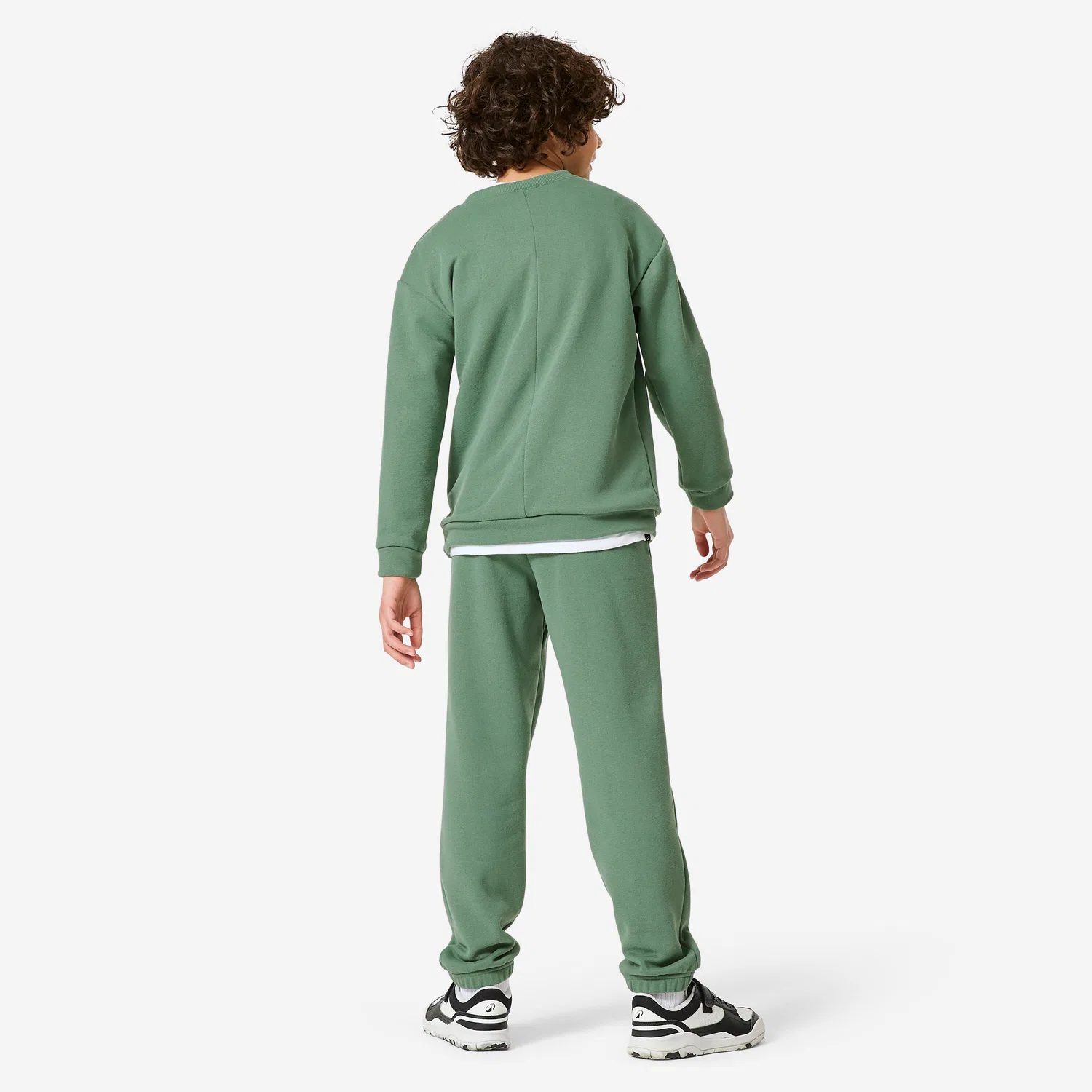 Детский спортивный костюм из футера Trainingsanzug Kinder French Terry atmungsaktiv - grun Decathlon, Цвет Eukalyptusgrun — фото 4