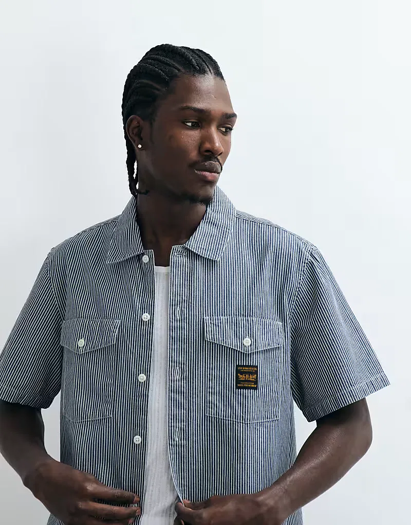 Рубашка Levi's Workwear с коротким рукавом в полоску, синий