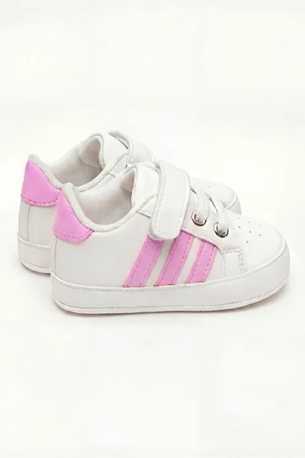 Детские туфли для девочек на липучке Pufien, Pink Striped — фото 4
