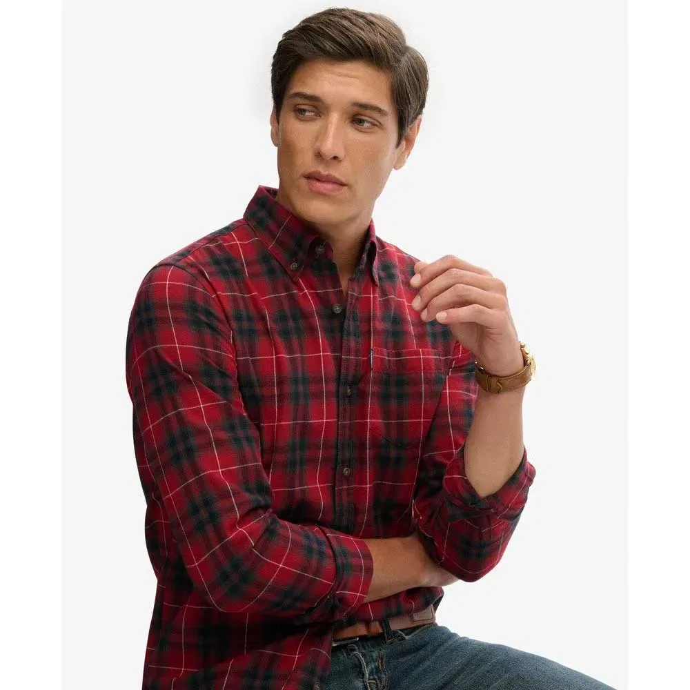 Рубашка с длинным рукавом в клетку Vintage Superdry, красный — фото 4