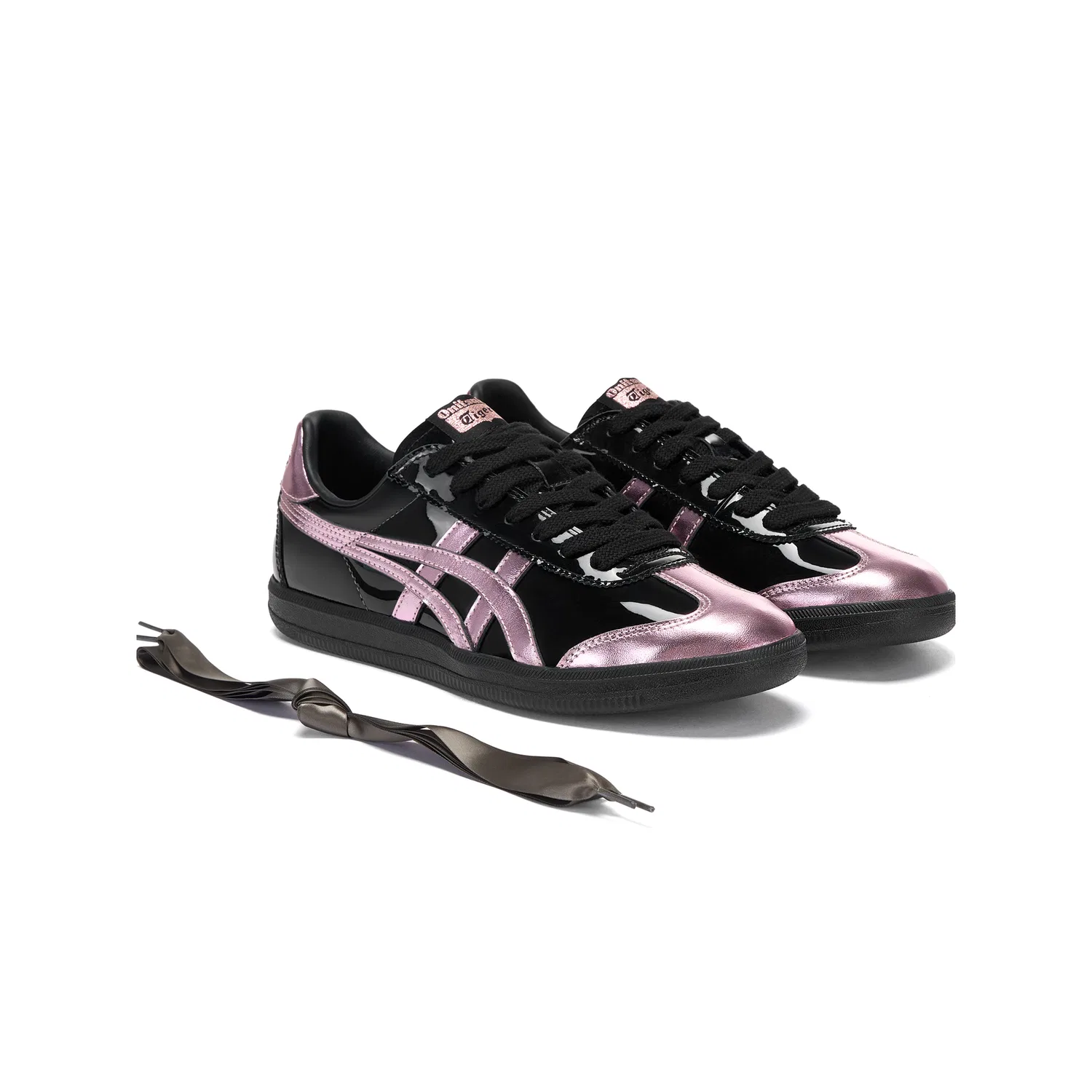 Детские кроссовки кожаные Tokuten Onitsuka Tiger, Black/Pink — фото 4