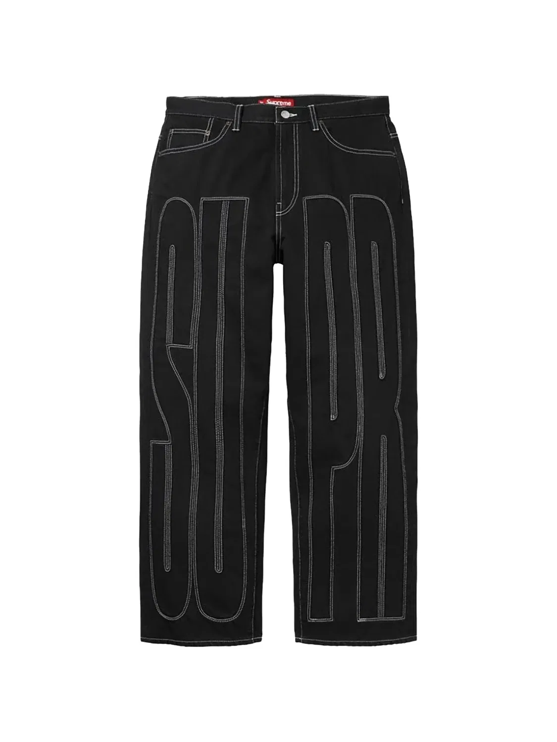 Джинсы Inset Spellout свободного кроя Supreme, черный