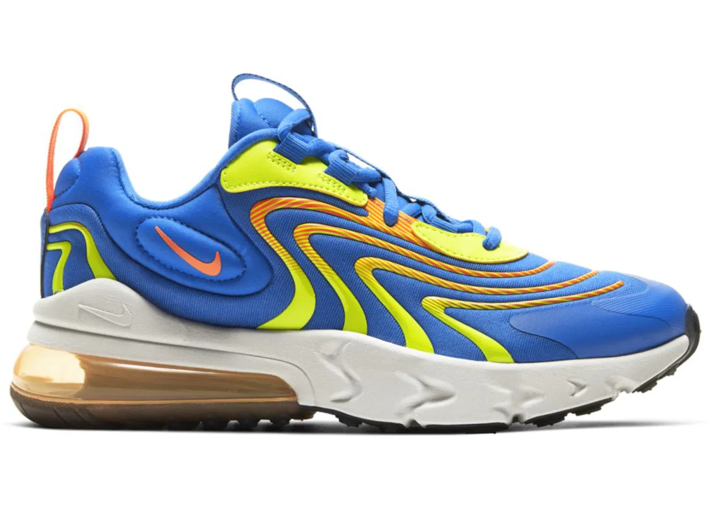 Детские кроссовки с длинным шнурком Nike Air Max 270 React Eng Nike, Soar/Volt/Platinum Tint/Total Orange