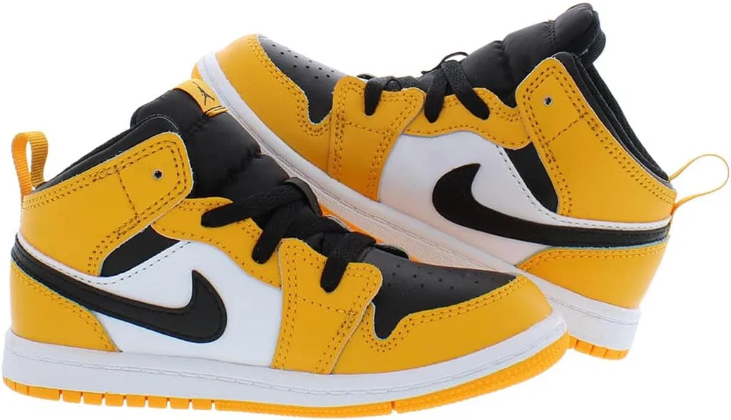 Детские кроссовки для мальчиков Jordan 1 Mid Black/Dark Iris-White, Taxi/Black/White — фото 4
