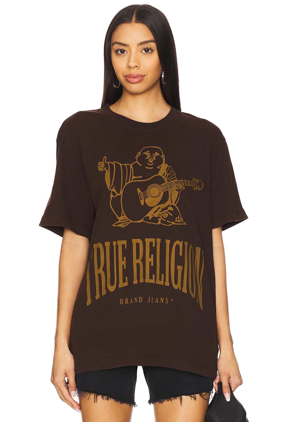 

Футболка в винтажном стиле Crackle True Religion, java