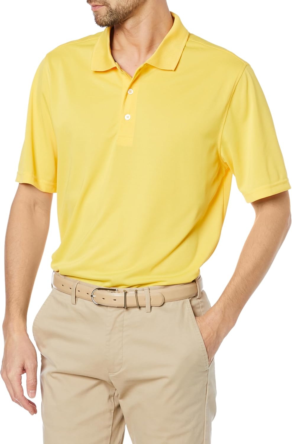 

Мужская быстросохнущая поло-рубашка для гольфа Amazon Essentials стандартного кроя, светло-желтый