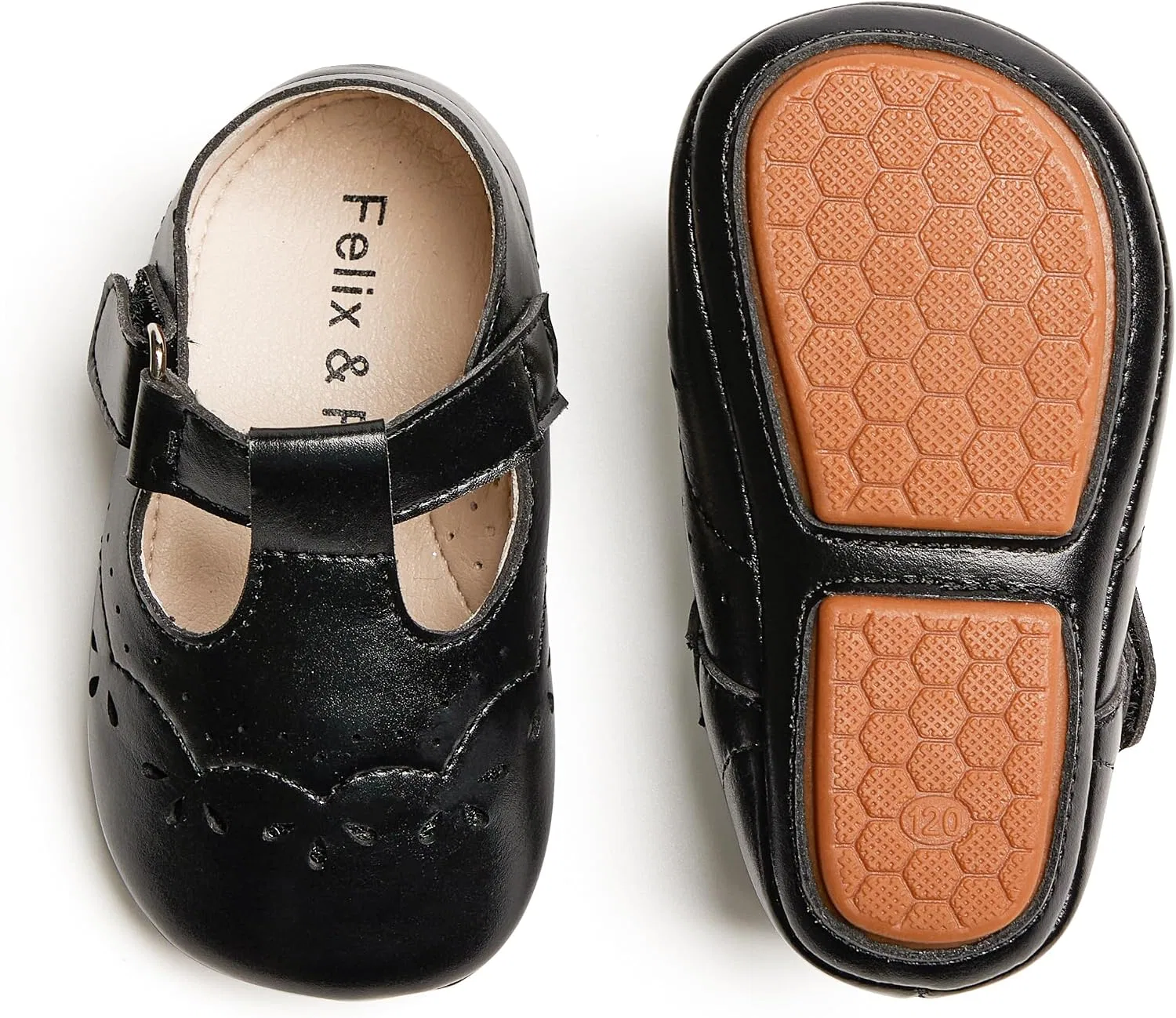 Детские туфли Мэри Джейн на мягкой подошве Moccasins Rubber Sole Crib Shoes Felix & Flora, Black