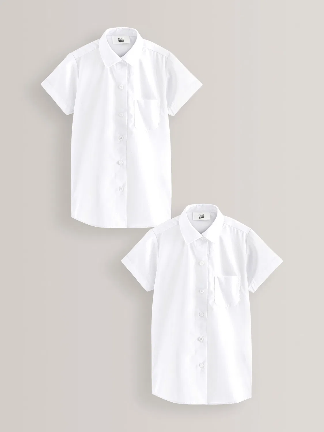 Рубашка школьная, 2 шт, хлопок с полиэстером, Slim Fit Next, белый
