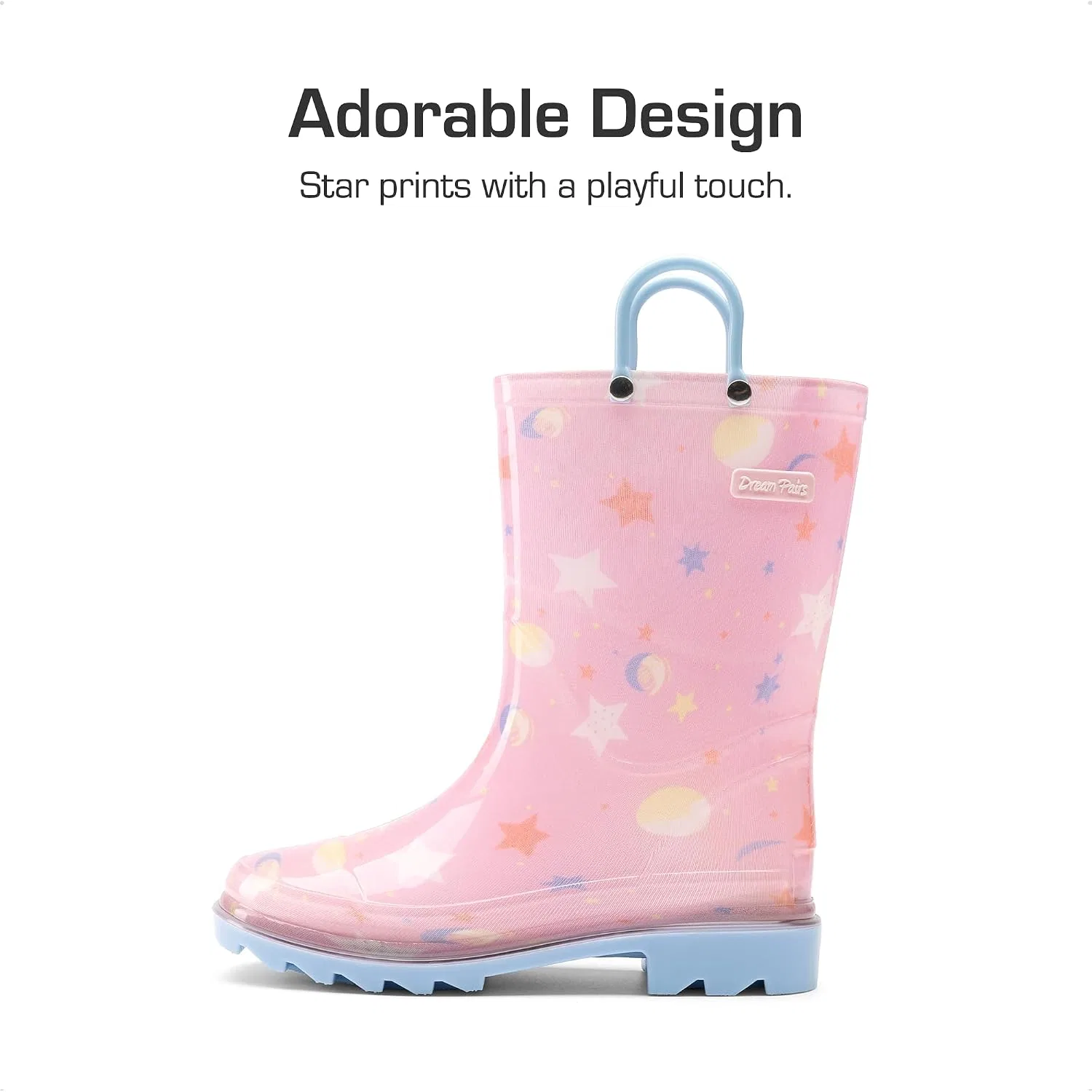 Детские сапоги дождевые водонепроницаемые DREAM PAIRS, Pink Multi — фото 3