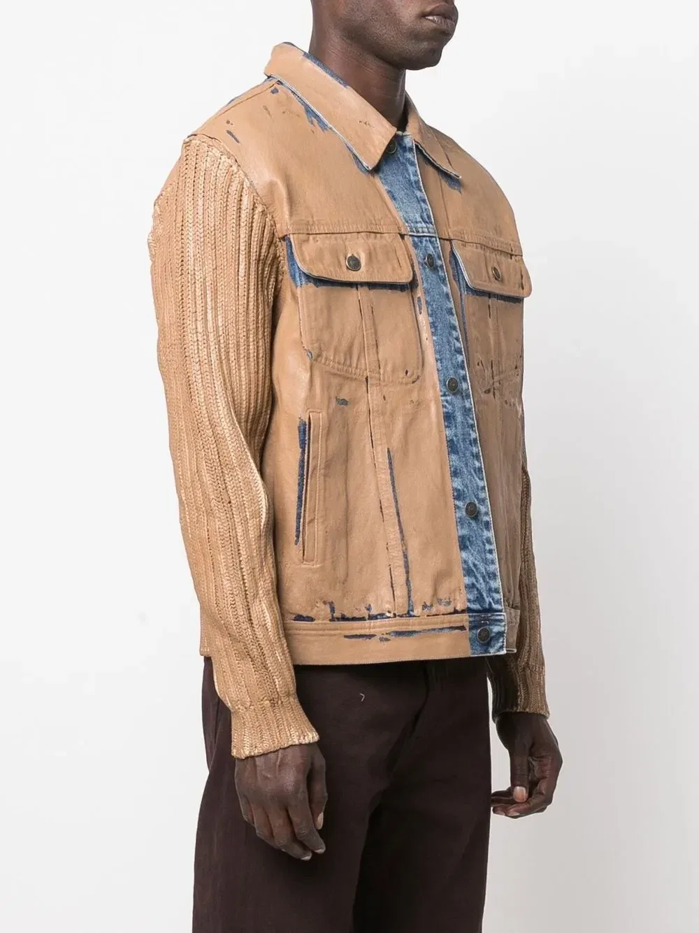 Джинсовая куртка со вставками Diesel, бежевый — фото 3