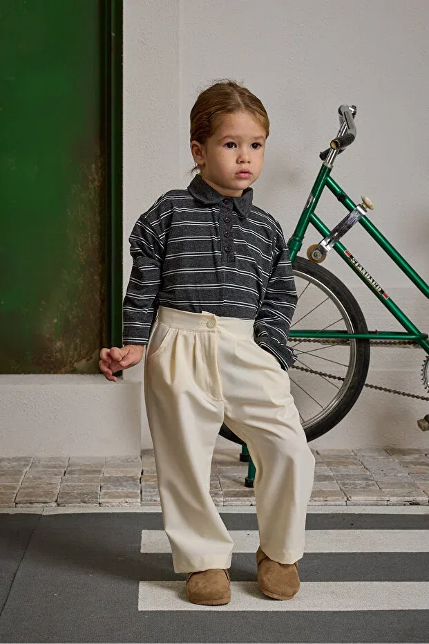 Детские свитшот для девочек в полоску Fahhar Kids, Anthracite — фото 4