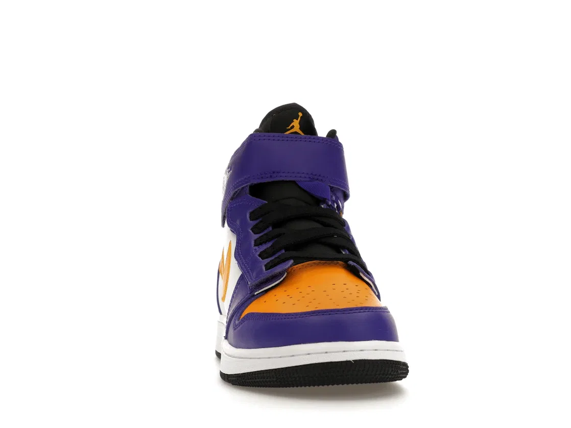 Детские кроссовки для девочек без шнурков Jordan 1 High FlyEase Jordan, Dark Concord/White/Black/Taxi — фото 2