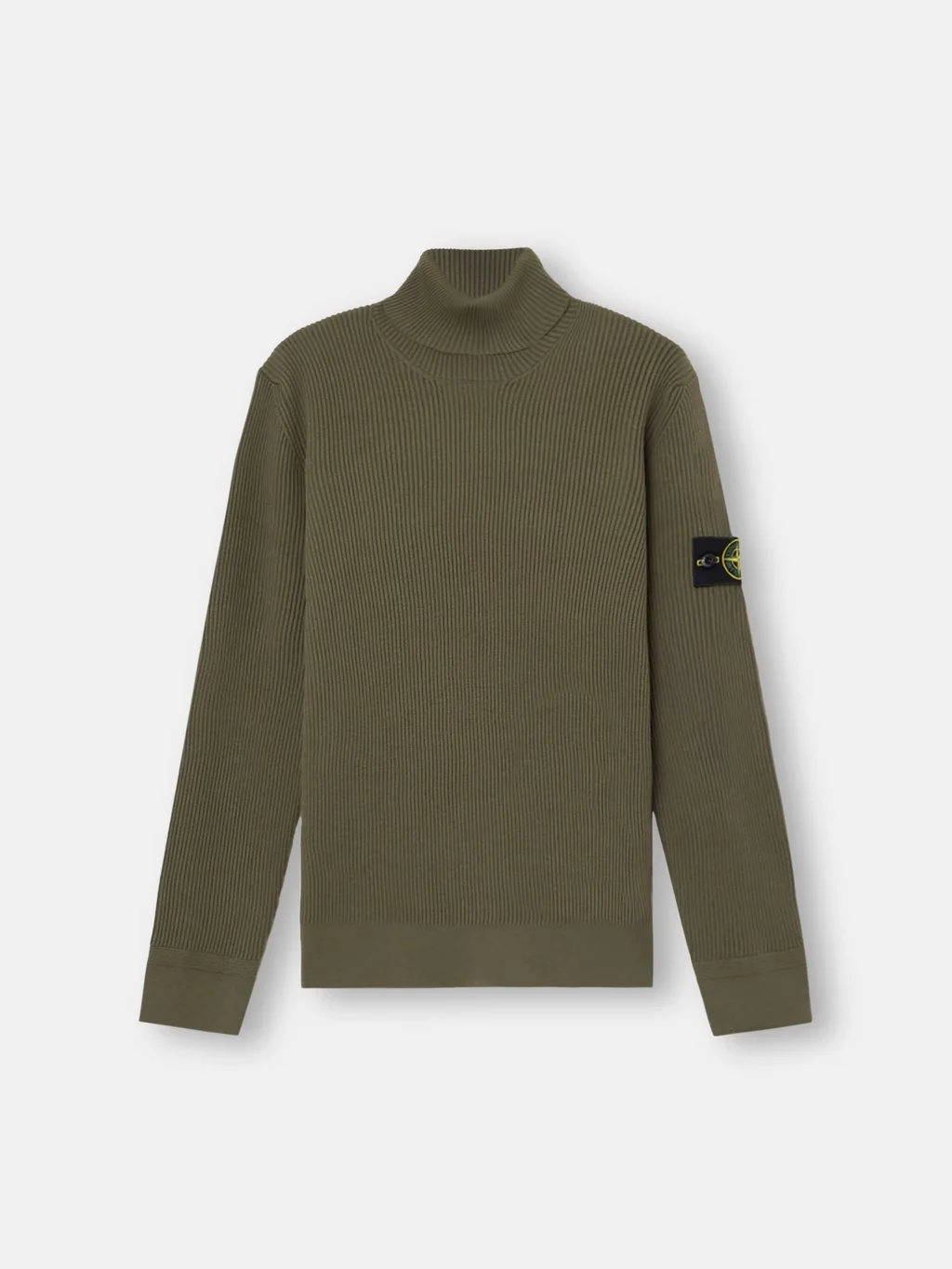 Мужской свитер с высоким воротом Stone Island Regular Fit With Fine-ribbed Trims, военный зеленый — фото 2