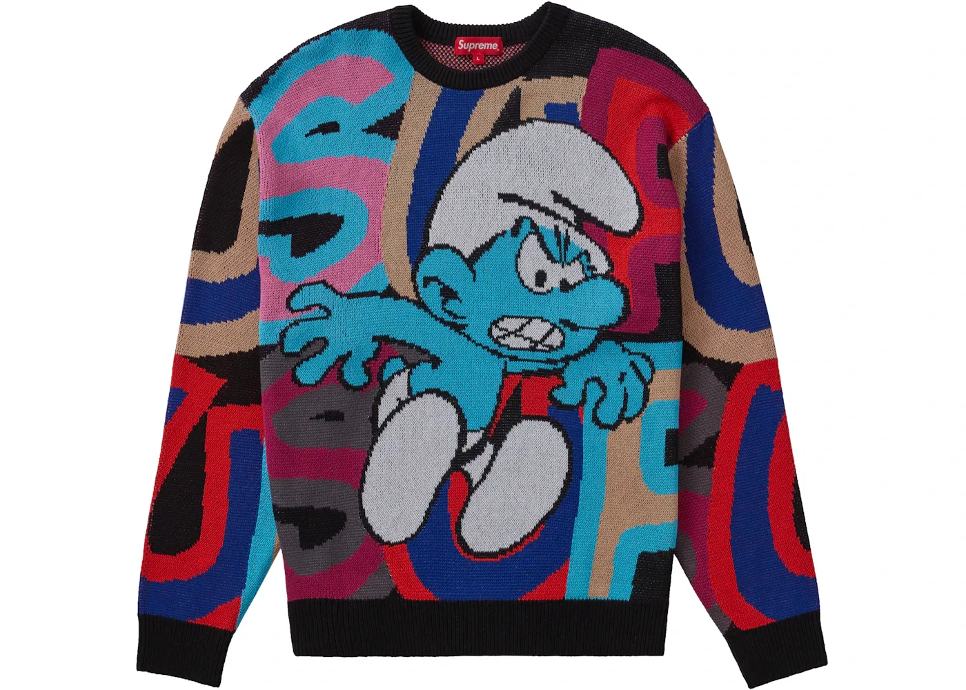 Мужской свитер с принтом Supreme Smurfs Sweater Supreme, Black