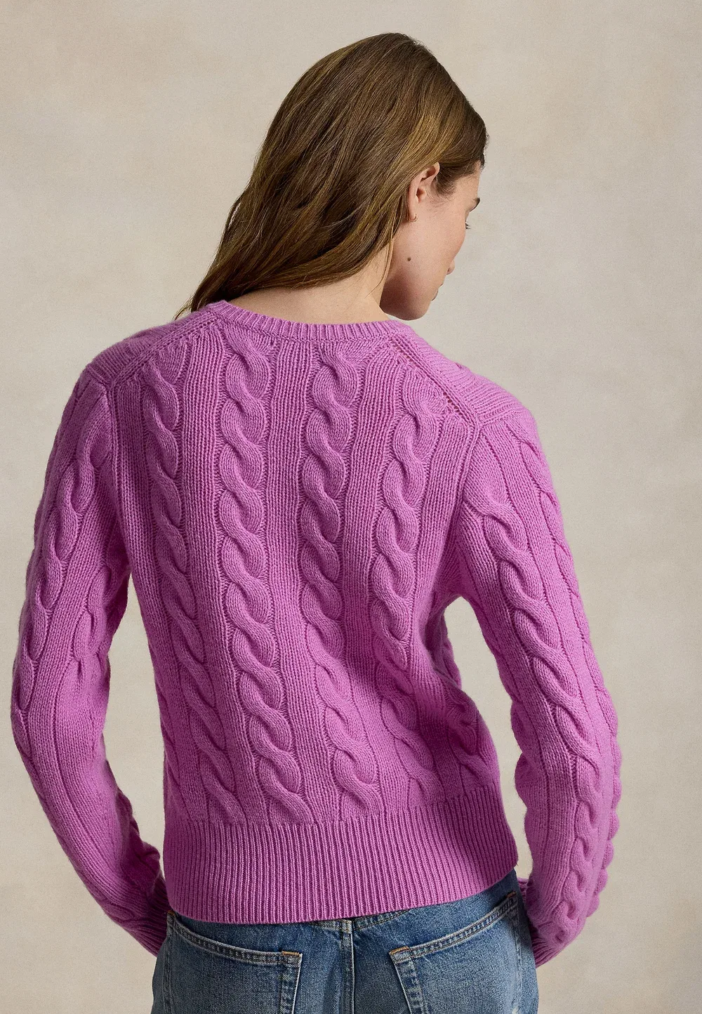Кардиган из шерсти и кашемира с косами Polo Ralph Lauren, Thistle Pink — фото 3