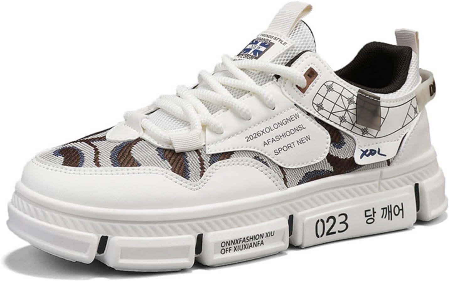

Мужские стильные массивные кроссовки с камуфляжным узором, легкие дышащие кроссовки на платформе «папа» для повседневной носки и уличного стиля Aokisx, коричневый