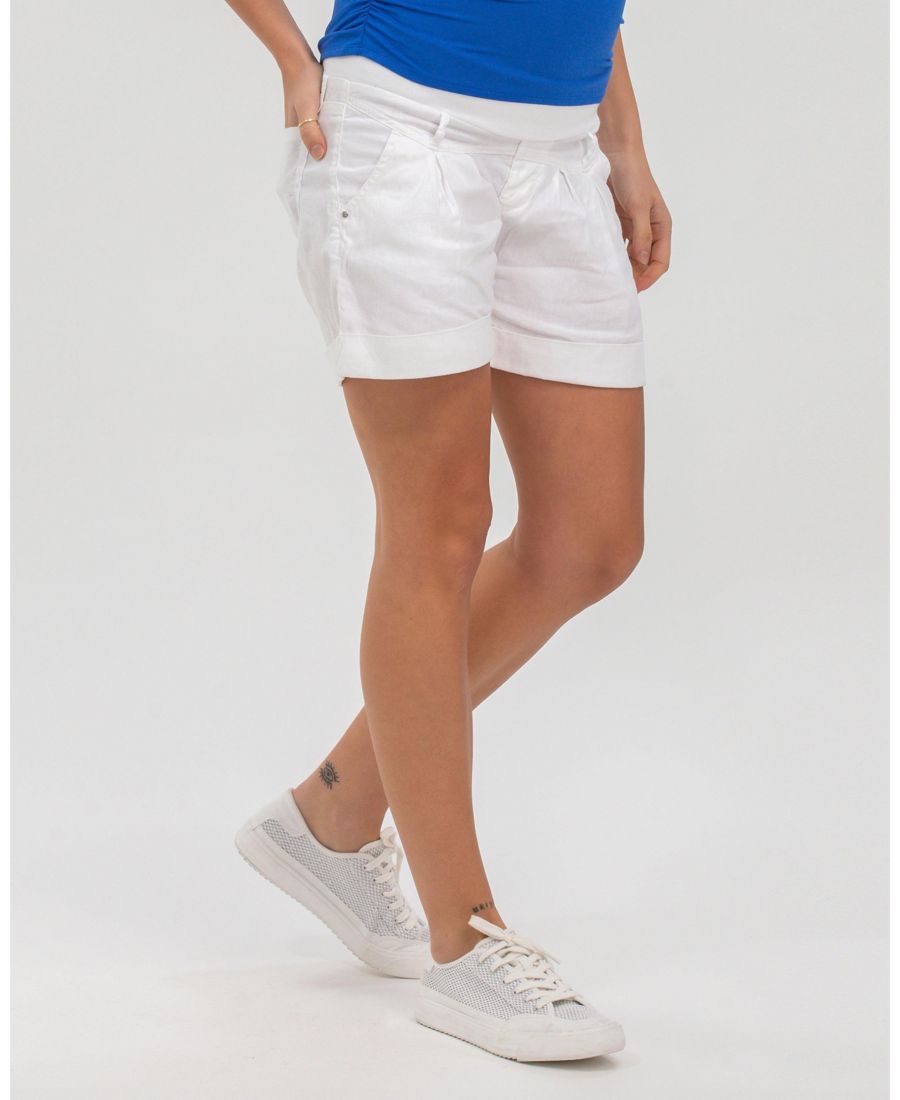 

Шорты для беременных из льняной смеси с эластичным поясом PIETRO BRUNELLI MATERNITY, White